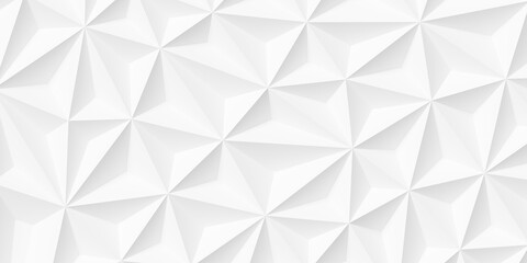 Mesh of three dimensional white triangles geometrical background wallpaper banner pattern flat lay top view from above