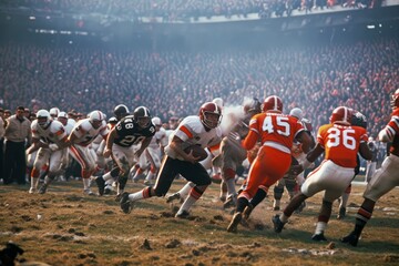 Intense Moment at American Football Game Night