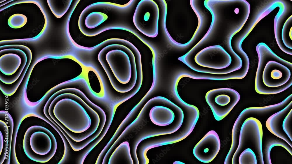 Leinwandbilder distorted neon glowing lines abstract background on gray background. 4k loop