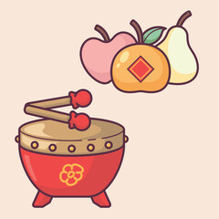 Chinese Lunar New Year celebration traditional holiday icon vector art materials. colorful and neat designs