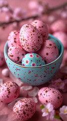 Easter. Pink easter eggs. close-up. Happy easter. holidays, AI Generative