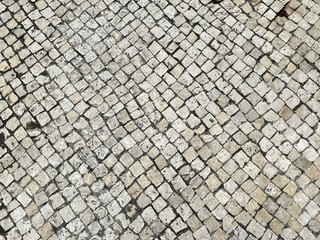 Outdoor beige white paving stone seamless texture.