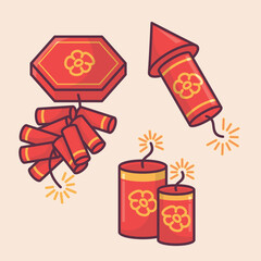 Chinese Lunar New Year celebration traditional holiday icon vector art materials. colorful and neat designs