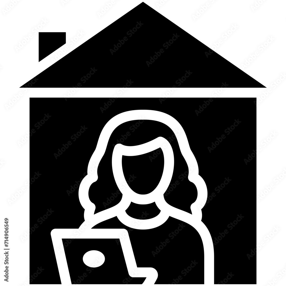 Canvas Prints women working at home vector icon illustration of work from home iconset.