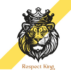 king lion head mascot, Tshirt design.