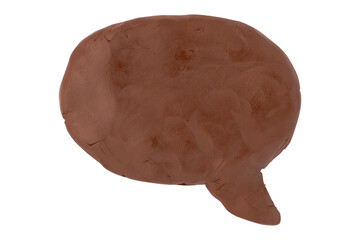 Brown speech bubble plasticine isolated on transparent background.