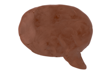 Brown speech bubble plasticine isolated on transparent background.