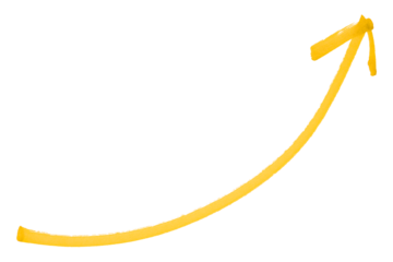 Yellow arrows isolated on transparent background