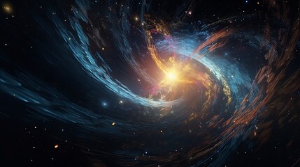A colorful swirl of light in the middle of space