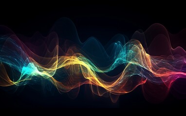A colorful wave of light on a black background