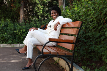 Fototapeta premium portrait of a beautiful African businesswoman in the city 