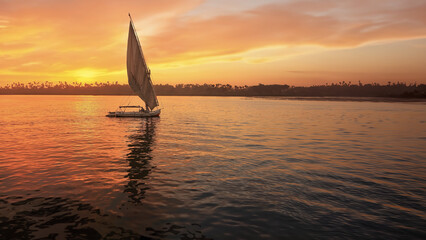 Luxor, Egypt - A Felucca on the Nile in Luxor, Egypt

