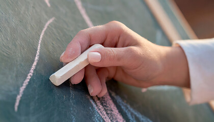 Close-up of a piece of chalk in hand.