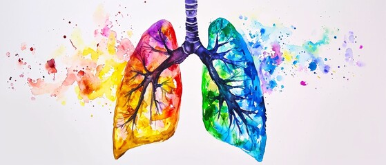 Colorful Lung Anatomy Illustration Generative AI