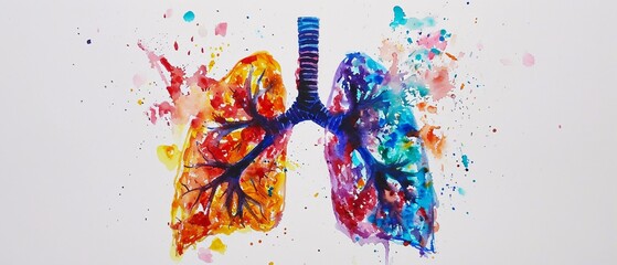 Colorful Lung Anatomy Artwork Generative AI