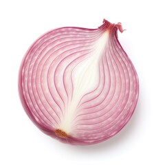Isolated Onion Slice on White Background. Closeup of Chopped Circular Onion Slice Perfect for Diet