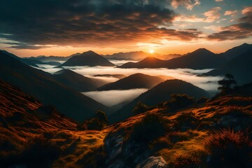 Obraz premium sunset in the mountains