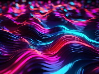 Waves of Neon Light vibrant concept and glowing art Space 3d Background