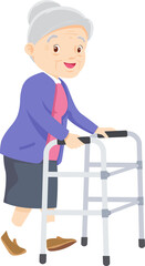 Grandmother and walking stick character