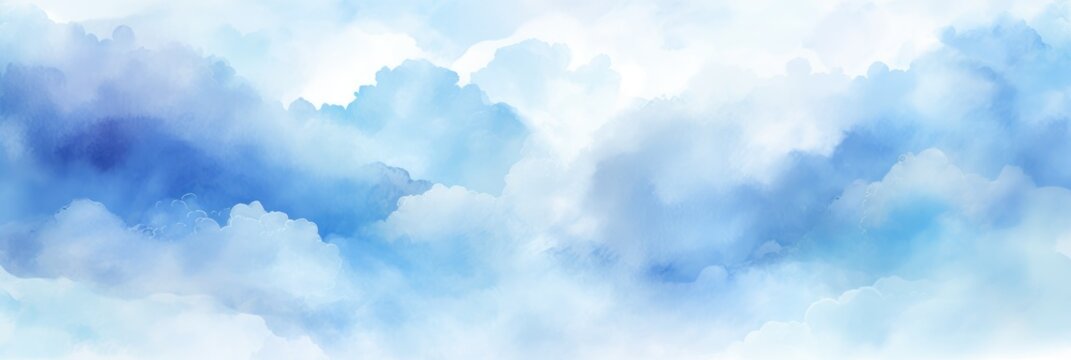 Abstract Light Blue Watercolor Background with Copy Space for Text or Image: Sky and Cloud Inspired