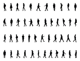 Walking peoples silhouette vector art