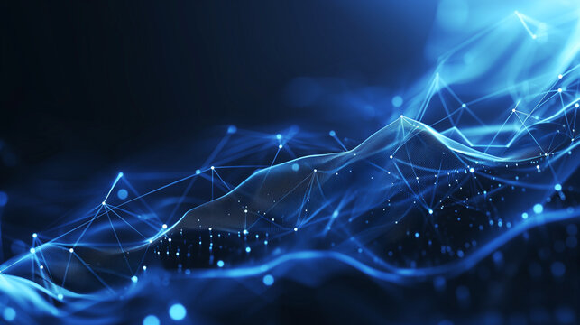 Abstract futuristic - technology with polygonal shapes on dark blue background, Ai generated image