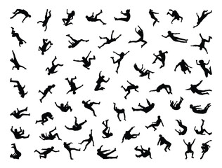 Falling peoples silhouette vector art