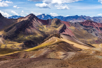 Naklejka premium View of the colorful mountains of Vinicunca in Peru. Rainbow Mountains. Cusco