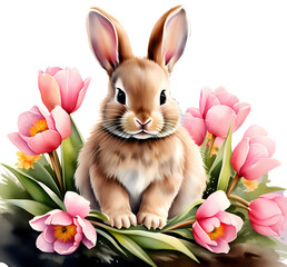 Easter rabbit. PNG transparent. Ai generative