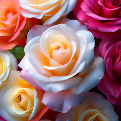 Colorful roses background for valentine's :romance, love with symbolic icon : Whirlwind of Romance: Abstract Love Bloom