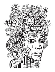 Crown vector outline illustration, coloring page for adults