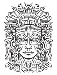 Fototapeta na wymiar Crown vector outline illustration, coloring page for adults