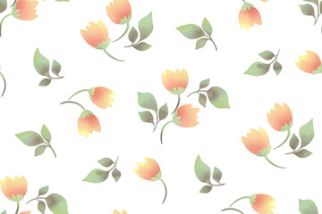 Seamless floral pattern, liberty ditsy print with delicate watercolor flowers. Romantic botanical design: drawing of small flowers, tiny leaves abstract on a white background. Vector illustration.