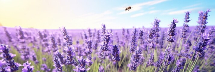 Close-up of bees on lavender flowers during a warm sunset, highlighting the vital role of pollinators in nature