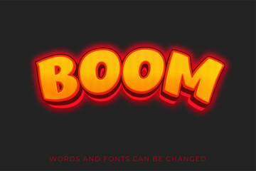 Boom 3d text style effect in with dark background