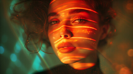 fashion portrait of woman with studio light, ai