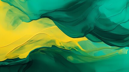 A fusion of emerald green and goldenrod yellow creates a visually stunning and clear solid different bright color abstract background - obrazy, fototapety, plakaty