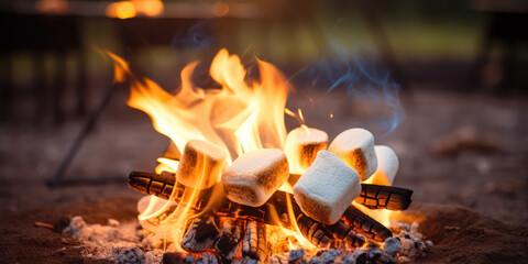 Fiery Glow: The Intense Heat and Warmth of a Wood-burning Fireplace Embraces the Night with Red Flames, Smoky Background, and Danger-Mist Kissed Logs on a Black Winter Night.