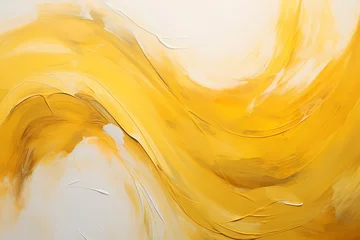 Deurstickers A fusion of mustard yellow and deep plum brushstrokes dancing harmoniously, creating a captivating abstract canvas. © LOVE ALLAH LOVE
