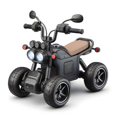 Sleek and Robust: Dark-Colored Electric ATV with Detailed Treads for Stability