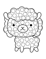 Animal coloring page for kids, dot markers activity book