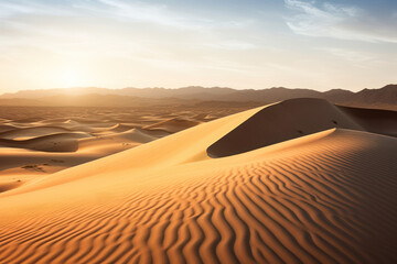Fototapeta na wymiar Desert Dune Dance: A Majestic Journey through the Arid Sahara Sands
