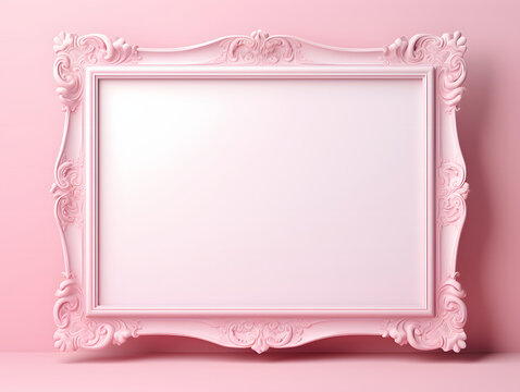 3D empty frame mockup on a pink background 
