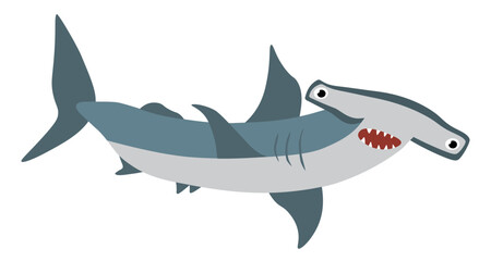 Hammerhead shark cartoon vector illustration - obrazy, fototapety, plakaty