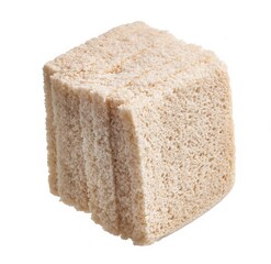 Close-up of a square-shaped white sandwich bread isolated on a white background, depicting freshness and simplicity.