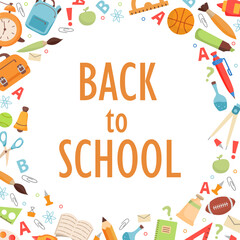 School supplies.Back to school. Education hand drawn symbols. school icon.Design for web, site, advertising, banner, poster.Stationery elements. Office supplies.Sports equipment.Backpack school.