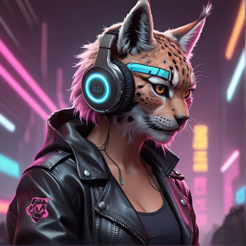 Lynx Synthwave Serenity Down Under by Alex Petruk AI GENERATED