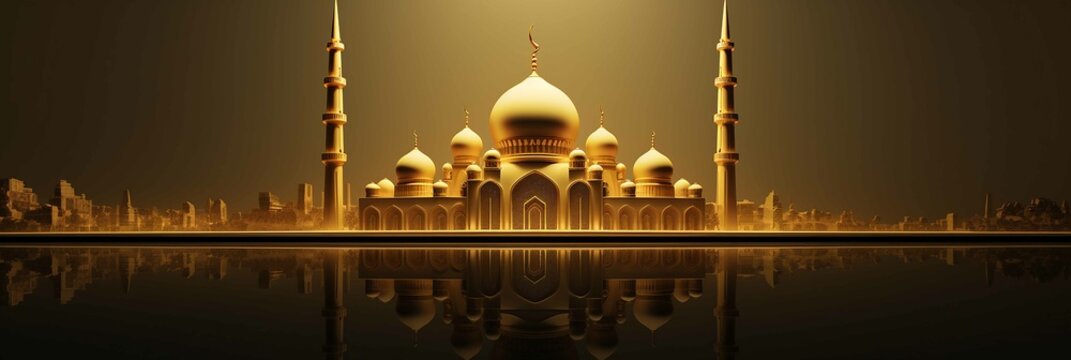 golden glossy luxury design of mosque or prayer