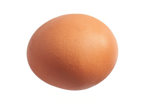 Close-up of a single brown chicken egg isolated on a white background, depicting freshness and organic food.