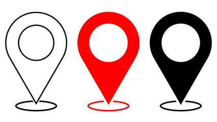 Location icon pin. Place marker Map pin. Location icon. Marker pointer Map icon set. GPS location Icon symbol collection. Flat style - stock vector